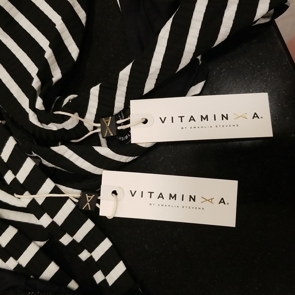 💕VITAMIN A💕 Marin Black Stripe Bikini Havana Crop Top + Tulum Bottom 6 S NWT - Picture 14 of 16
